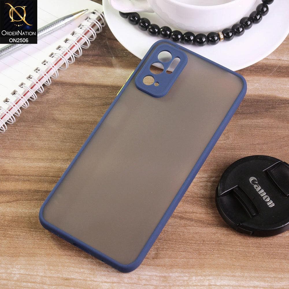 Xiaomi Redmi Note 10 5G Cover - Blue - New Semi Tranparent Color Borders Matte Hard PC Protective Case