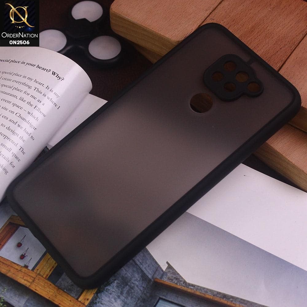 Xiaomi Redmi Note 9 Cover - Black - New Semi Tranparent Color Borders Matte Hard PC Protective Case