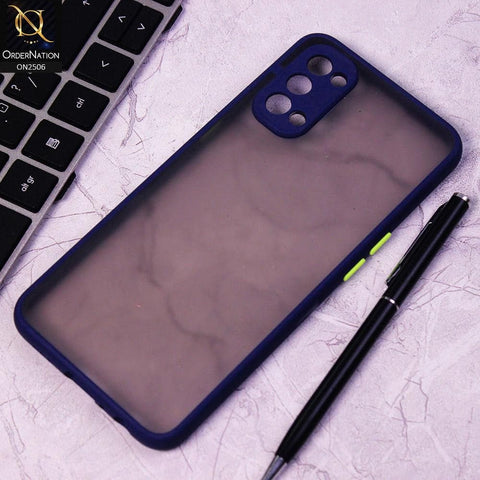 Oppo Reno 4 Cover - Blue - New Semi Tranparent Color Borders Matte Hard PC Protective Case