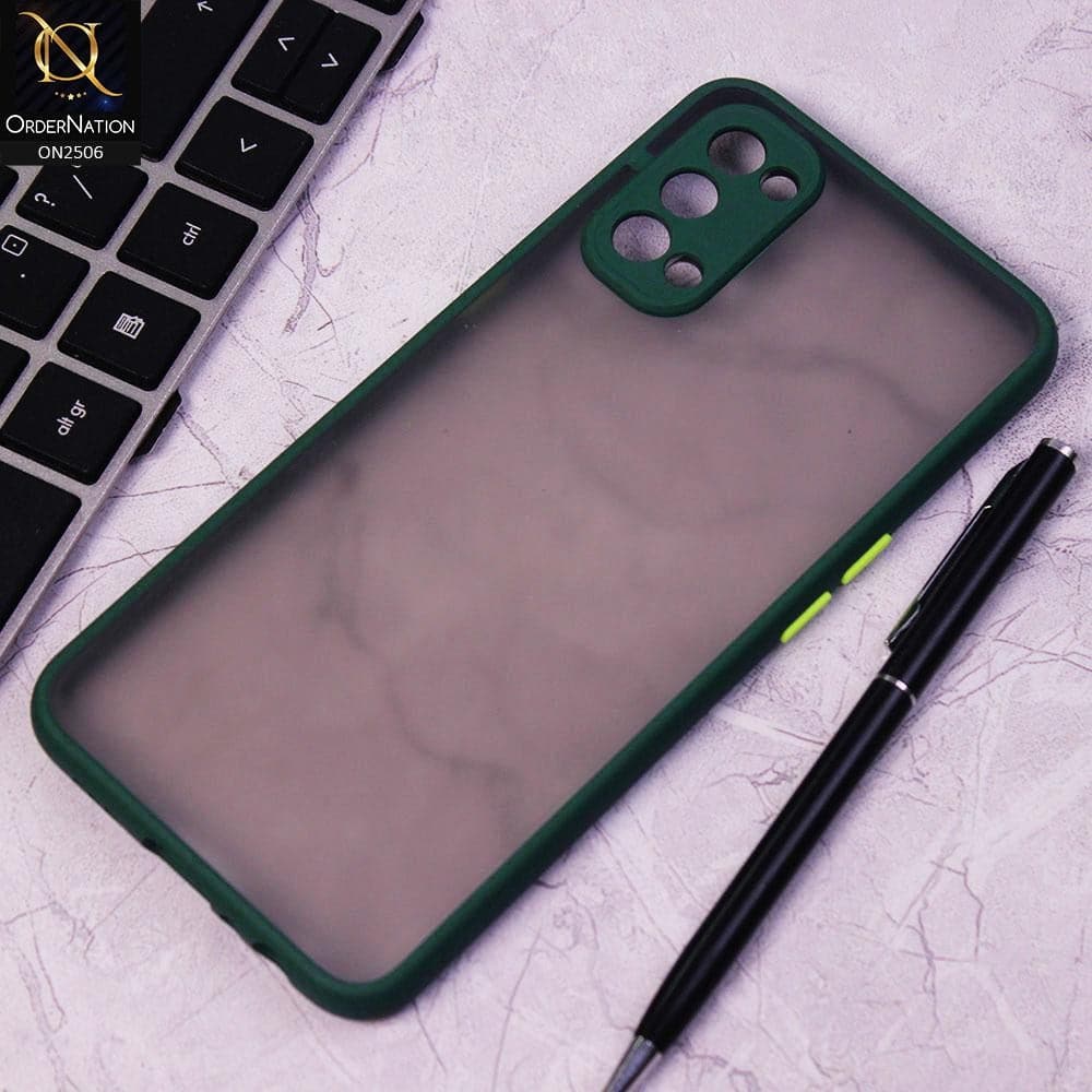 Oppo Reno 4 Cover - Dark Green - New Semi Tranparent Color Borders Matte Hard PC Protective Case