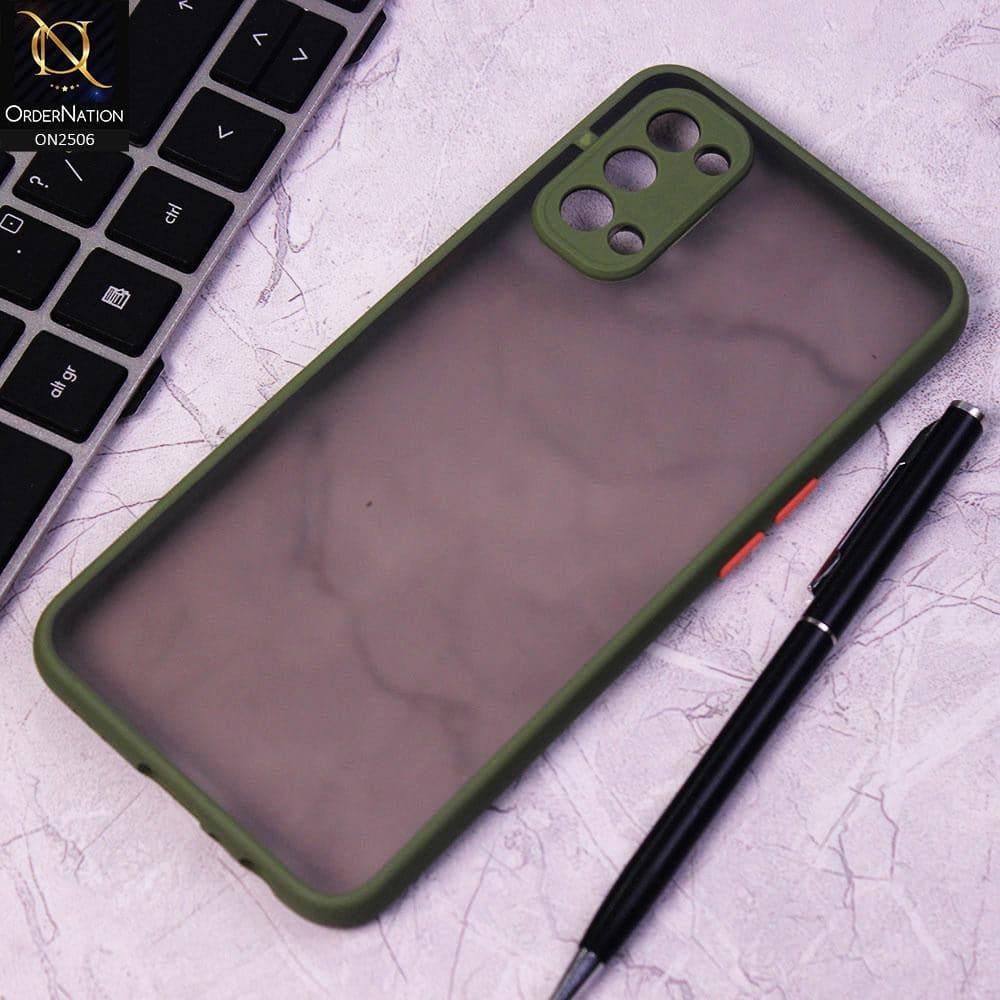 Oppo Reno 4 Cover - Light Green - New Semi Tranparent Color Borders Matte Hard PC Protective Case