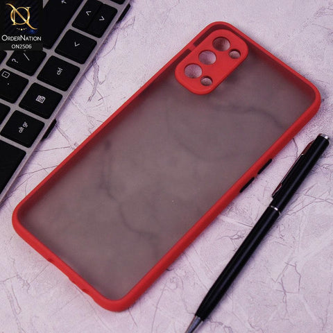 Oppo Reno 4 Cover - Red - New Semi Tranparent Color Borders Matte Hard PC Protective Case