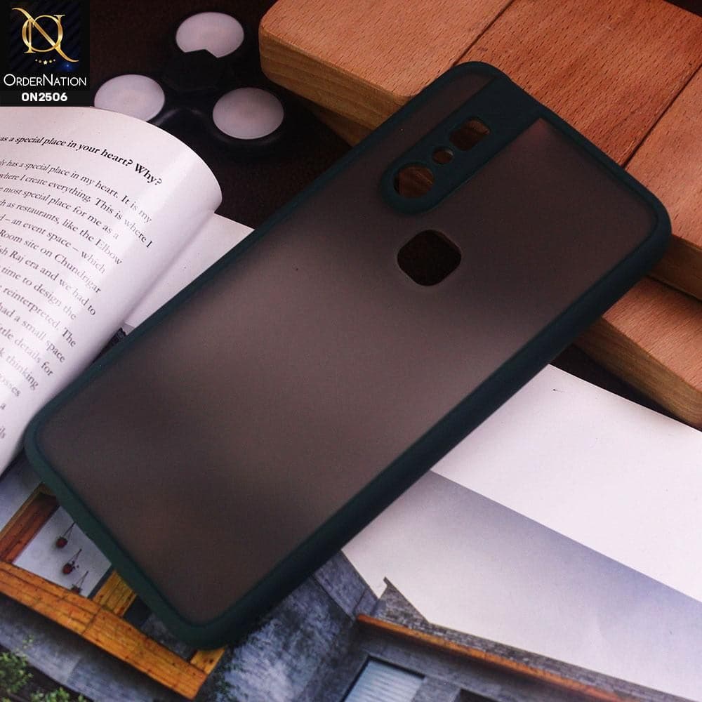 Infinix S5 Pro Cover - Green - New Semi Tranparent Color Borders Matte Hard PC Protective Case