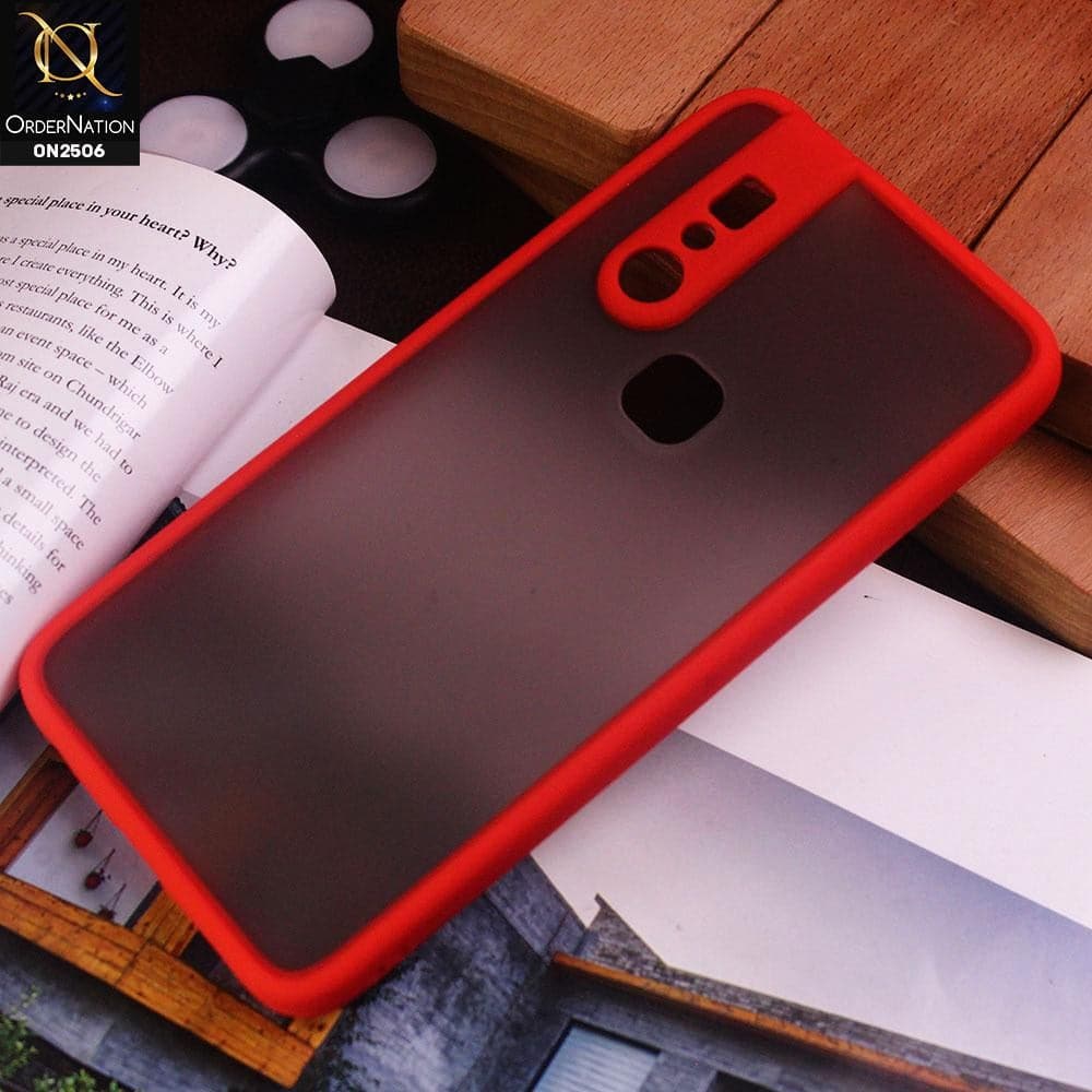 Infinix S5 Pro Cover - Red - New Semi Tranparent Color Borders Matte Hard PC Protective Case