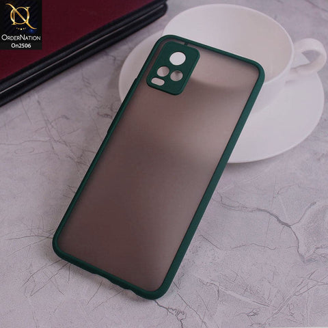 Vivo V20 Cover - Dark Green - New Semi Tranparent Color Borders Matte Hard PC Protective Case