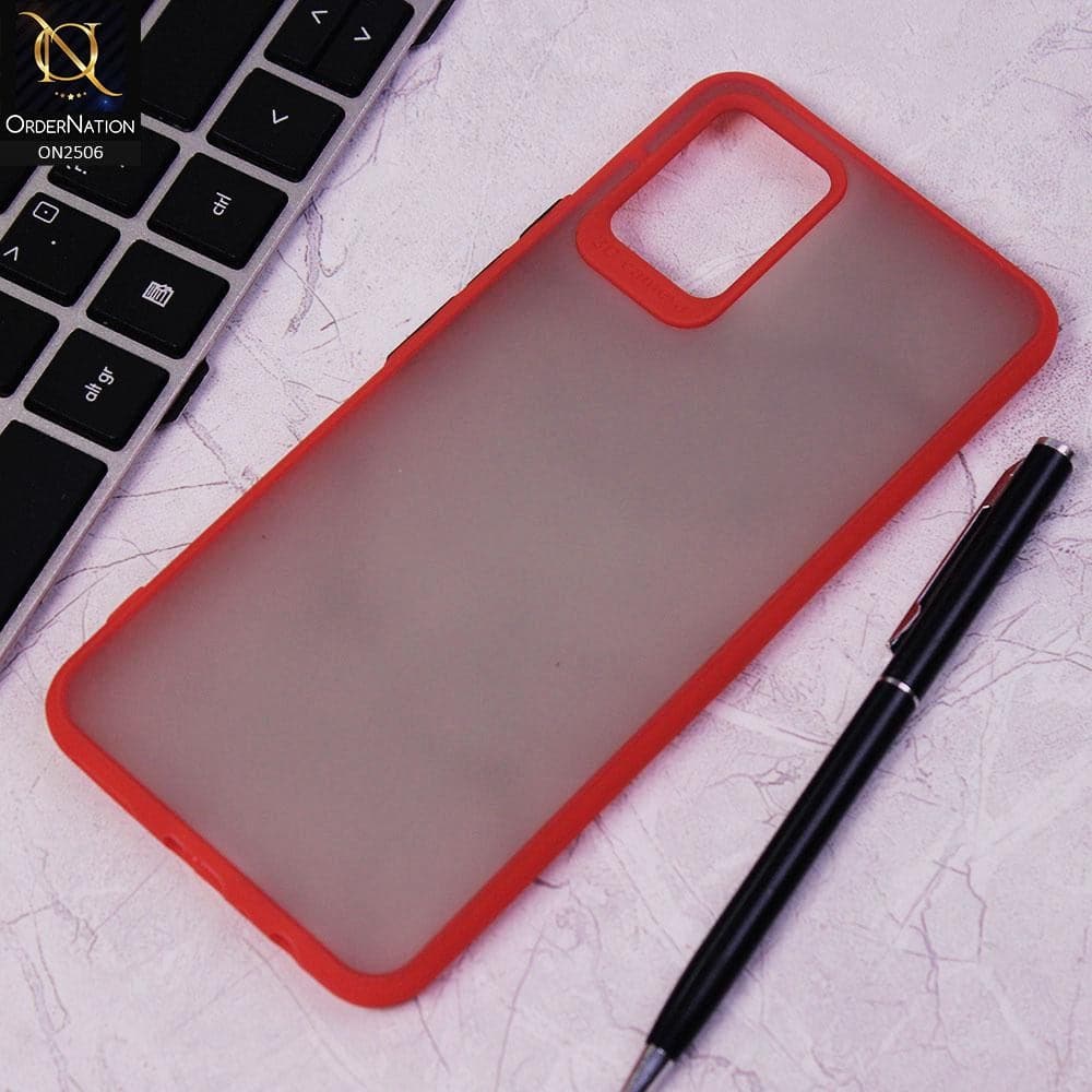 Vivo V20 Cover - Red - New Semi Tranparent Color Borders Matte Hard PC Protective Case