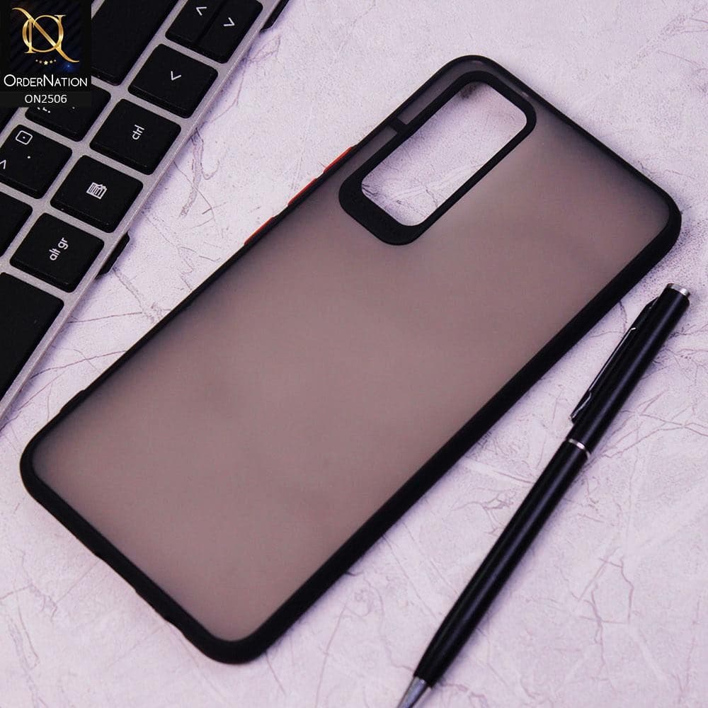 Vivo V20 SE Cover - Black - New Semi Tranparent Color Borders Matte Hard PC Protective Case
