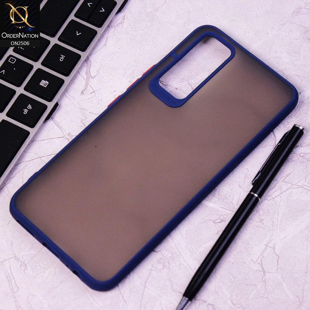 Vivo V20 SE Cover - Blue - New Semi Tranparent Color Borders Matte Hard PC Protective Case