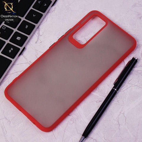 Vivo V20 SE Cover - Red - New Semi Tranparent Color Borders Matte Hard PC Protective Case