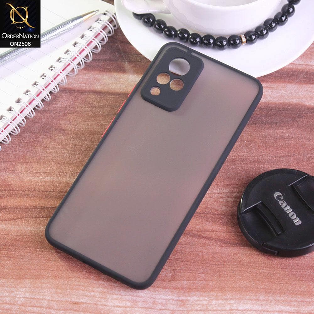 Vivo V21 Cover - Black - New Semi Tranparent Color Borders Matte Hard PC Protective Case