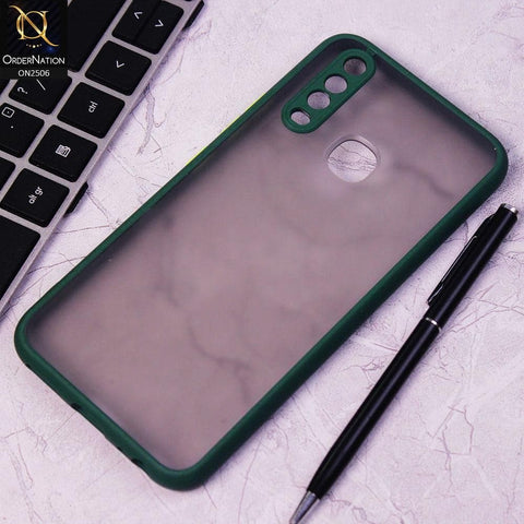 Vivo Y12 Cover - Dark Green - New Semi Tranparent Color Borders Matte Hard PC Protective Case