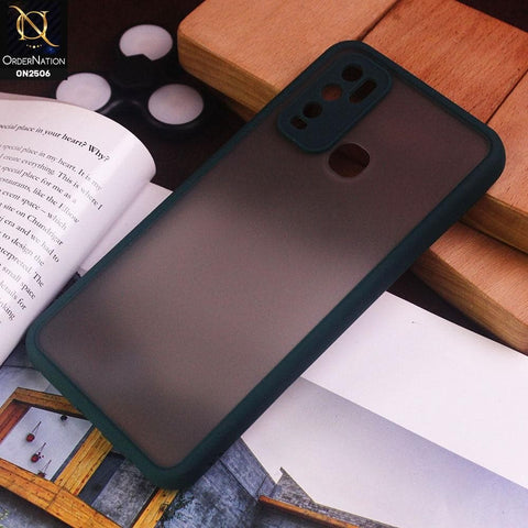 Vivo Y30 Cover - Green - New Semi Tranparent Color Borders Matte Hard PC Protective Case