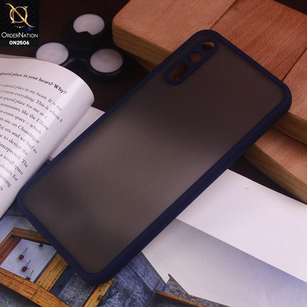 Huawei Y8p Cover - Blue - New Semi Tranparent Color Borders Matte Hard PC Protective Case