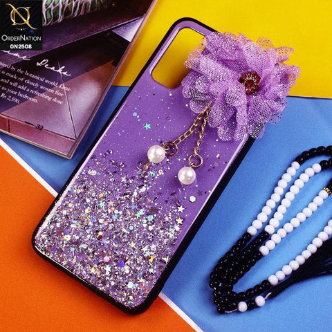 Infinix Hot 9 Pro Cover - Design 2 - Fancy Flower Bling Glitter Rinestone Soft Case