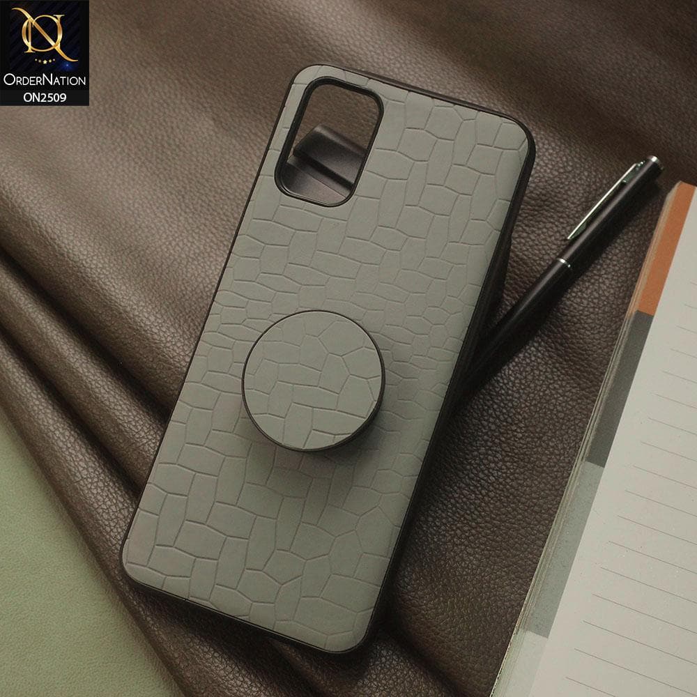 Oppo A52 Cover - Gray - New Abstract Pattern Leather Texture Case with Mobile Holder