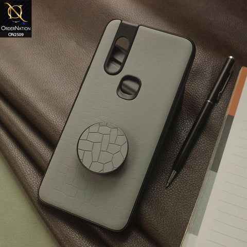 Infinix S5 Pro Cover - Gray - New Abstract Pattern Leather Texture Case with Mobile Holder