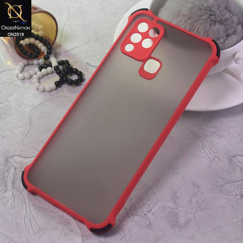 Infinix Hot 10s Cover - Red - Translucent Matte Shockproof Full Camera Protection Case