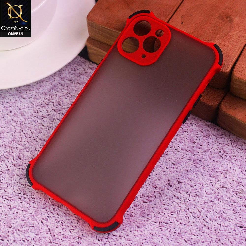 iPhone 11 Pro Max Cover - Red - Translucent Matte Shockproof Full Camera Protection Case
