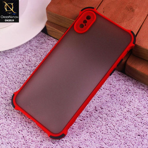 iPhone XS / X Cover - Red - Translucent Matte Shockproof Full Camera Protection Case