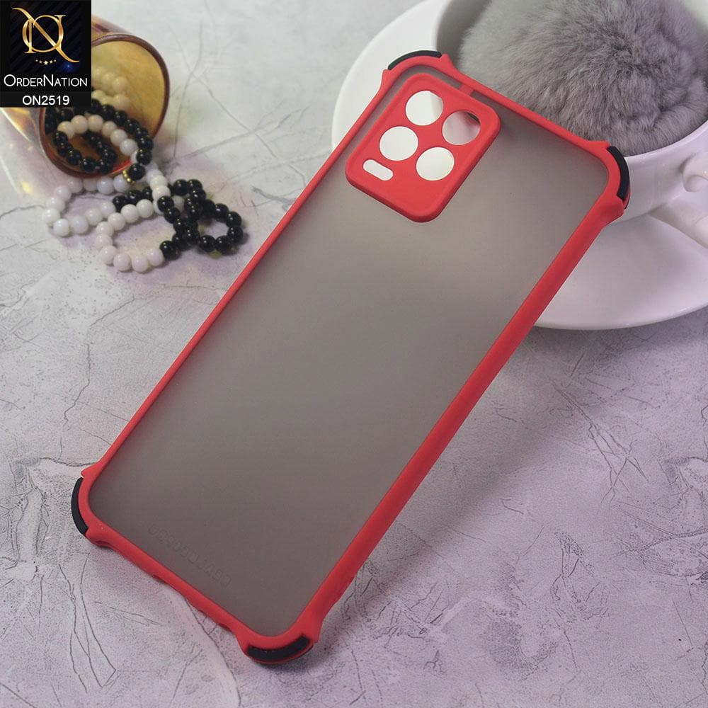 Realme 8 Cover - Red - Translucent Matte Shockproof Full Camera Protection Case