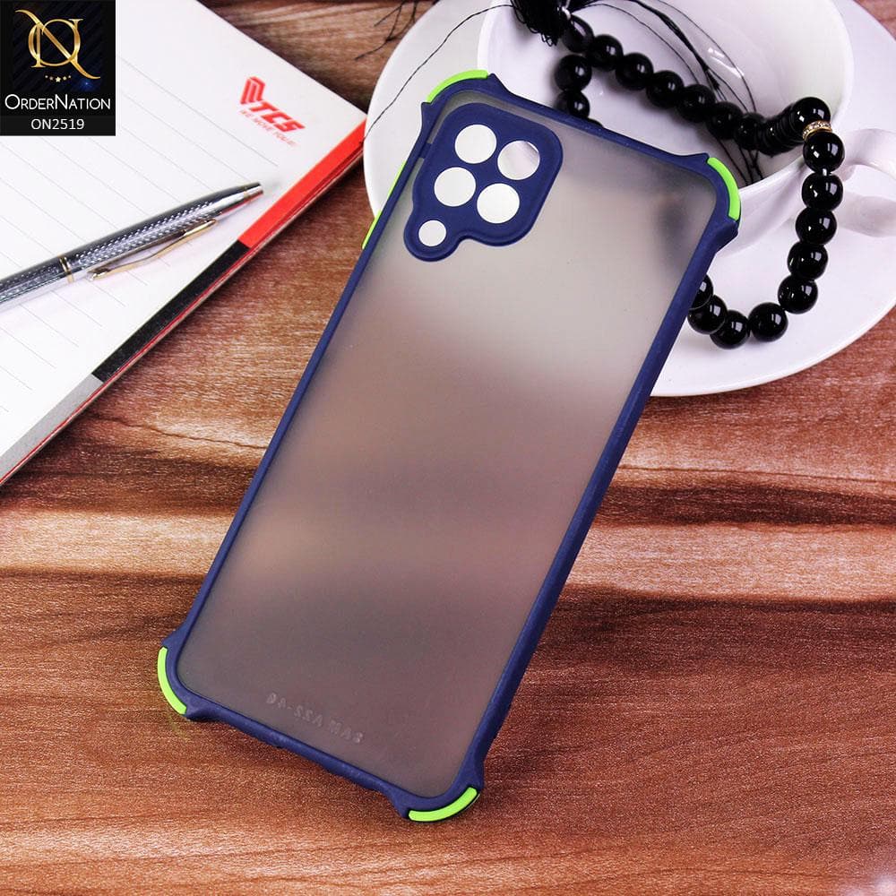 Samsung Galaxy A22 Cover - Blue - Translucent Matte Shockproof Full Camera Protection Case