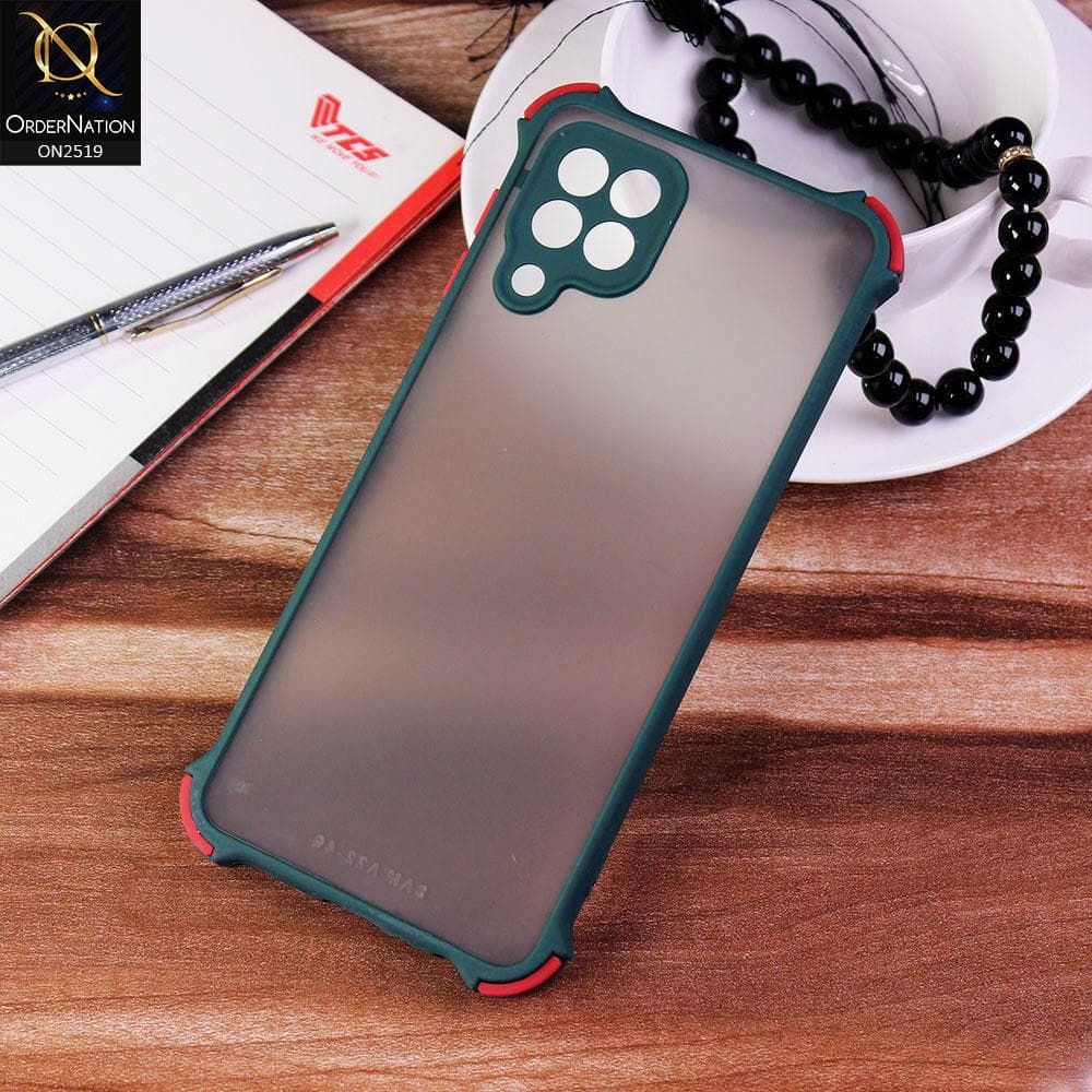 Samsung Galaxy M22 Cover - Dark Green - Translucent Matte Shockproof Full Camera Protection Case