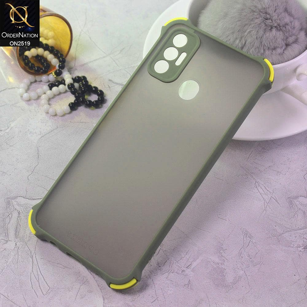 Tecno Spark 7 Cover - Light Green - Translucent Matte Shockproof Full Camera Protection Case