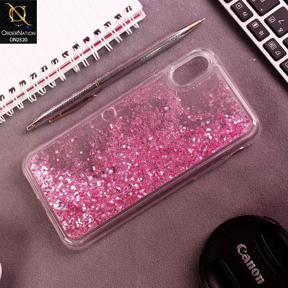 iPhone XS / X Cover - Pink - New Fashion Style Liquid Water Glitter Case