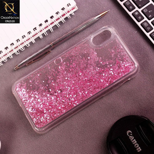 iPhone XS / X Cover - Pink - New Fashion Style Liquid Water Glitter Case