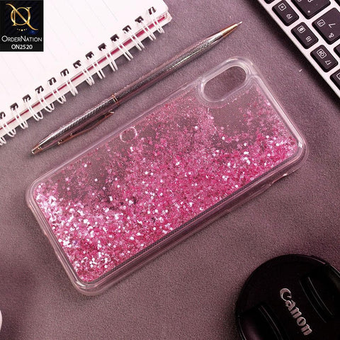 iPhone XS / X Cover - Pink - New Fashion Style Liquid Water Glitter Case