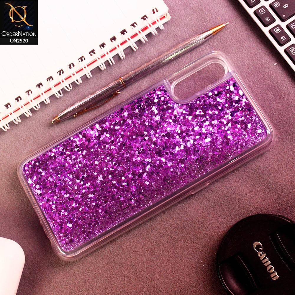 Vivo S1 Cover - Purple - New Fashion Style Liquid Water Glitter Case