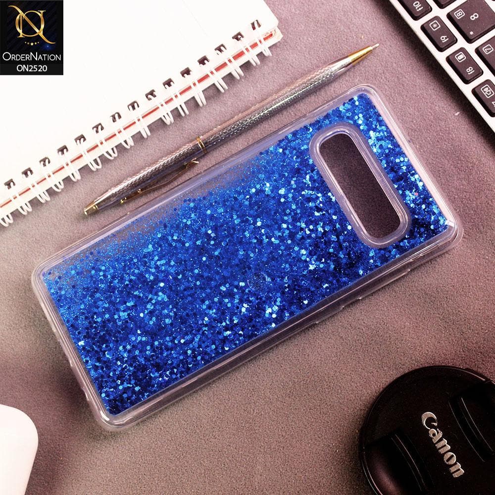Samsung Galaxy S10 Plus Cover - Blue - New Fashion Style Liquid Water Glitter Case