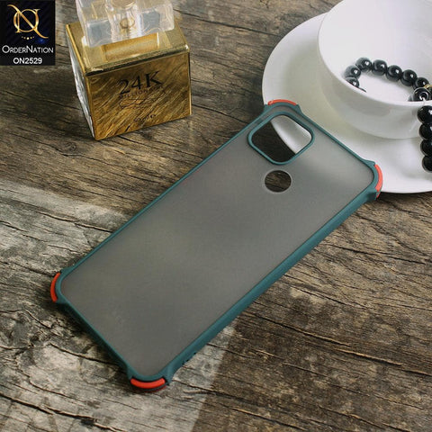 Oppo A15s Cover - Dark Green - Translucent Matte Shockproof Camera Ring Protection Case
