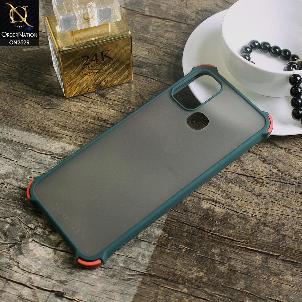 Infinix Hot 11 Play Cover - Green - Translucent Matte Shockproof Camera Ring Protection Case