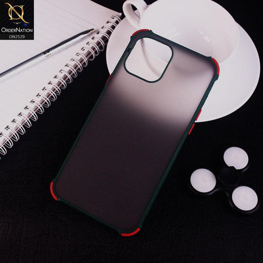 iPhone 12 Pro Cover - Dark Green - Translucent Matte Shockproof Camera Ring Protection Case