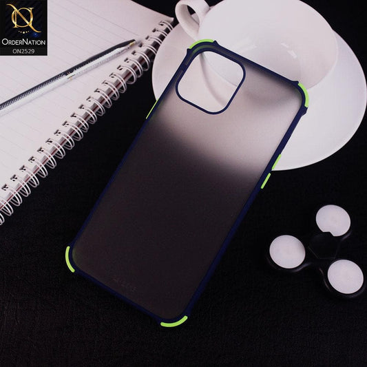 iPhone 12 Mini Cover - Blue - Translucent Matte Shockproof Camera Ring Protection Case