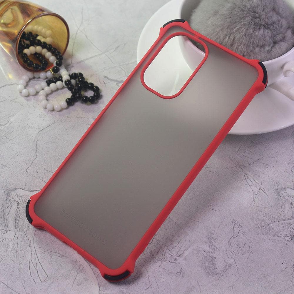 Xiaomi Poco F3 Cover - Red - Translucent Matte Shockproof Camera Ring Protection Case