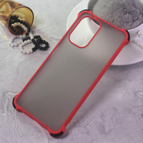 Xiaomi Poco F3 Cover - Red - Translucent Matte Shockproof Camera Ring Protection Case