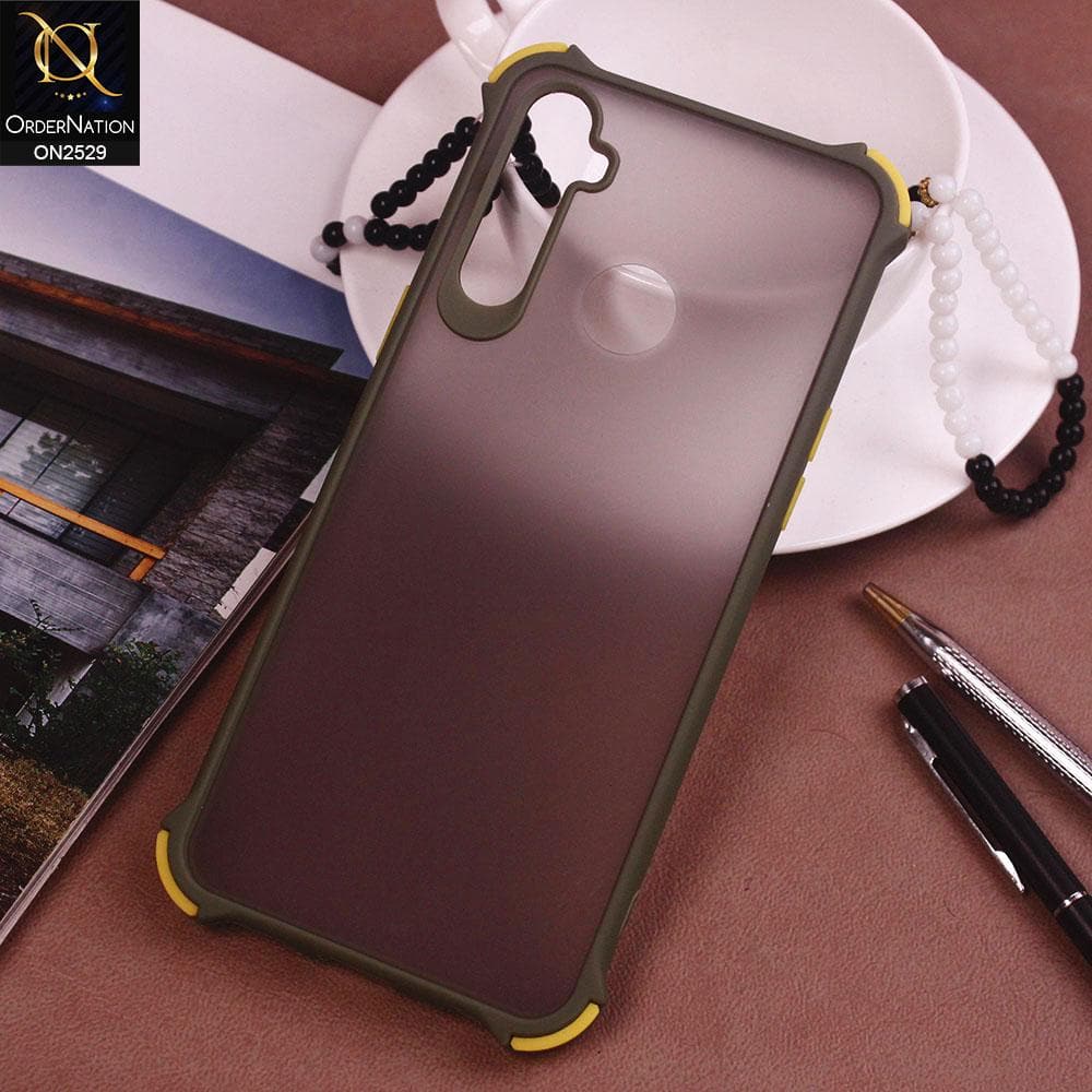 Realme 5s Cover - Light Green - Translucent Matte Shockproof Camera Ring Protection Case