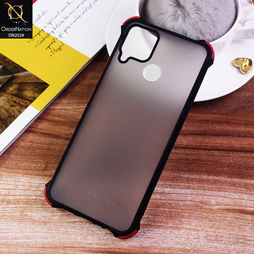 Realme C25 Cover - Black - Translucent Matte Shockproof Camera Ring Protection Case