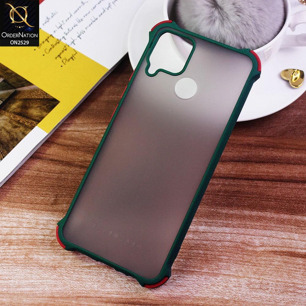 Realme C25 Cover - Green - Translucent Matte Shockproof Camera Ring Protection Case