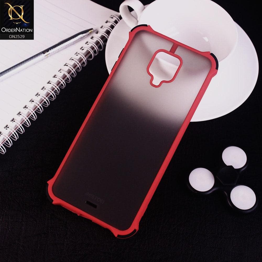 Xiaomi Redmi Note 9S Cover - Red - Translucent Matte Shockproof Camera Ring Protection Case