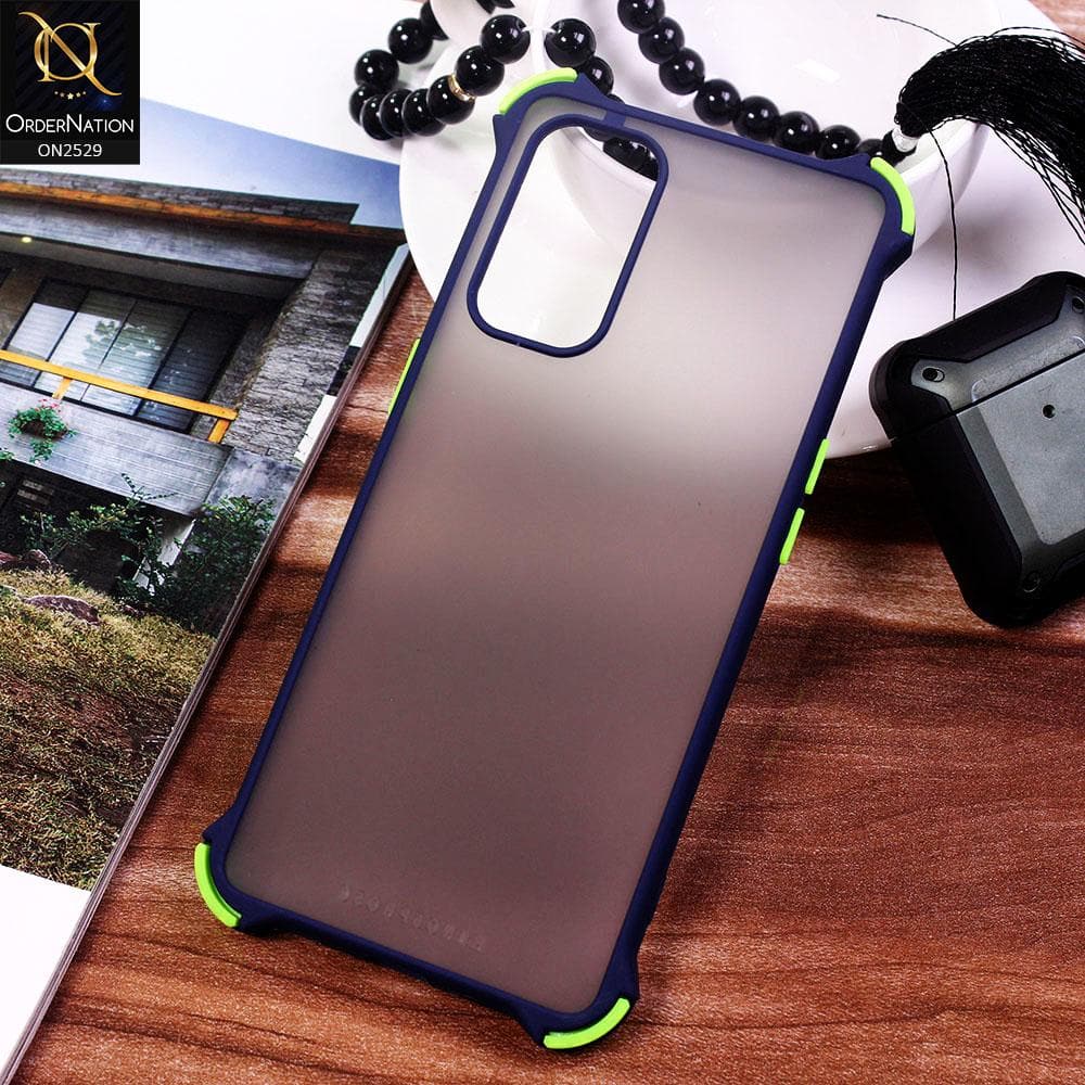 Oppo Reno 5 5G Cover - Blue - Translucent Matte Shockproof Camera Ring Protection Case