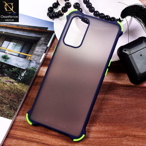 Oppo Reno 5 4G Cover - Blue - Translucent Matte Shockproof Camera Ring Protection Case