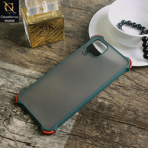 Samsung Galaxy A12 Cover - Green - Translucent Matte Shockproof Camera Ring Protection Case