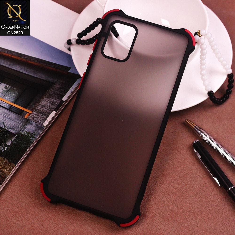 Samsung Galaxy A31 Cover - Black - Translucent Matte Shockproof Camera Ring Protection Case