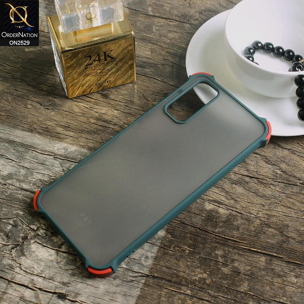 Vivo Y20A Cover - Green - Translucent Matte Shockproof Camera Ring Protection Case