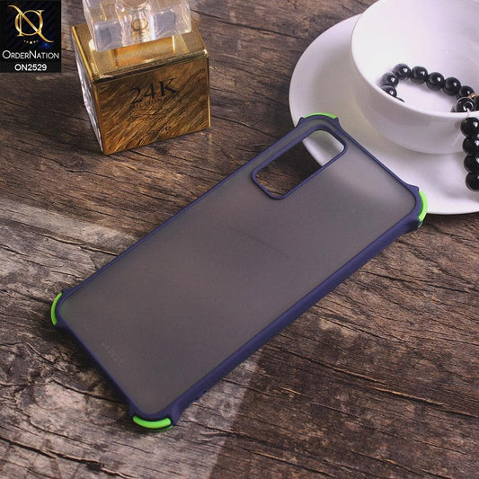 Vivo Y51 2020 Cover - Blue - Translucent Matte Shockproof Camera Ring Protection Case