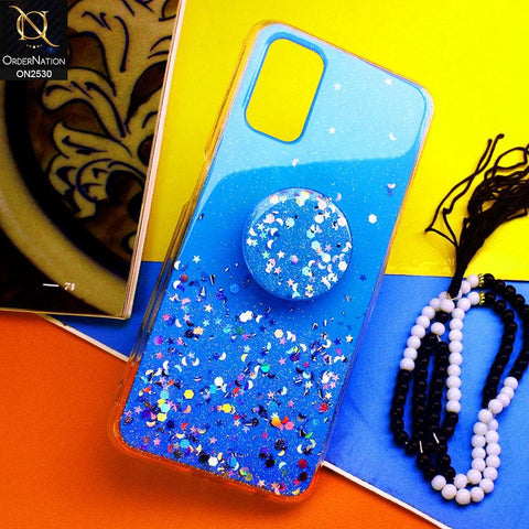 Oppo A52 Cover - Blue - Fancy Bling Glitter Soft Case With  Holder - Glitter Does Not Move