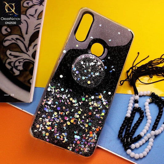 Samsung Galaxy A8 2018 Cover - Black - Fancy Bling Glitter Soft Case With  Holder - Glitter Does Not Move